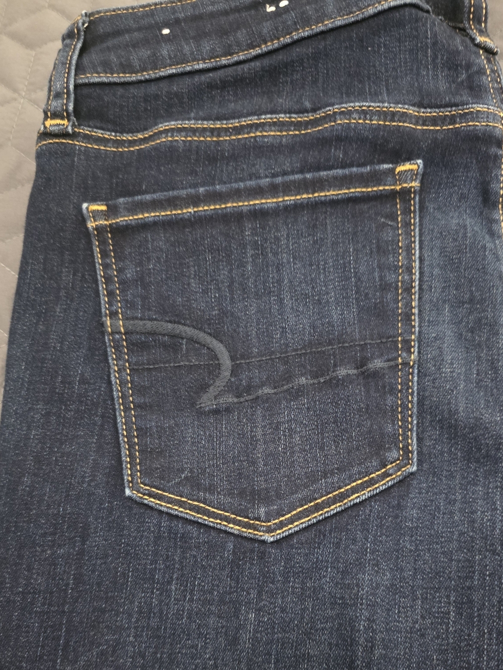 American Eagle Outfitters Dark Blue Skinny Jeans with Contrast Stitching